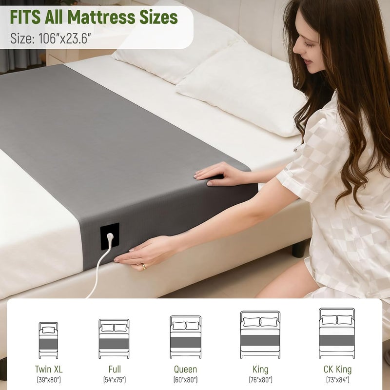 Groundingtop Store Grounding Sheets for All Mattress Sizes,Grounding Mat for Bed 10% Silver Fiber+90% Cotton Grounding Sheets Sleeping Earth Grounded Mat,Grounding Fitted Sheet Healthy Sleep 106"x23.6" Gray - Image 5